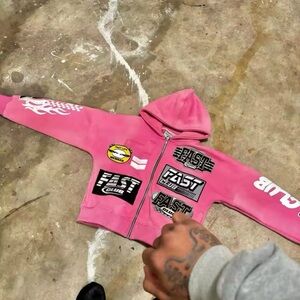 Pink and black zip up